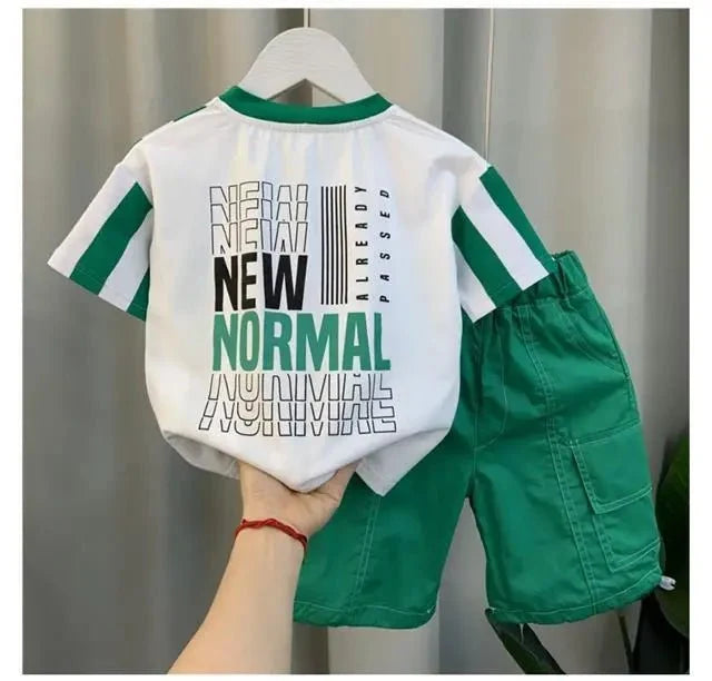 Summer Boy Clothing Suit New Children's Clothes Set Boys Short Sleeve T-Shirt Shorts 2 Piece Set Kids Sportswear Suit 2 4 6 8Y [Avaiilable] - Mom & Kids