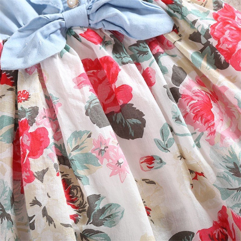 Summer Children Sleeveless Girl Denim Floral Dresses (Available) - Mom & Kids